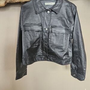 Rebecca Minkoff Shiny Black Crop Jacket